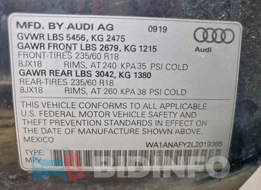 WA1ANAFY2L2019385 Photo# 13