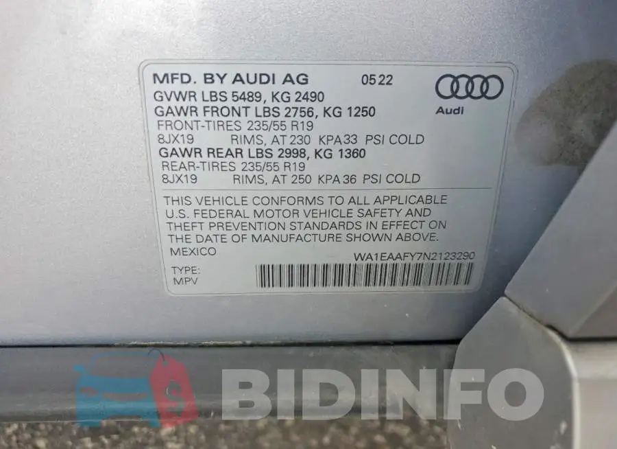 WA1EAAFY7N2123290 Photo# 13