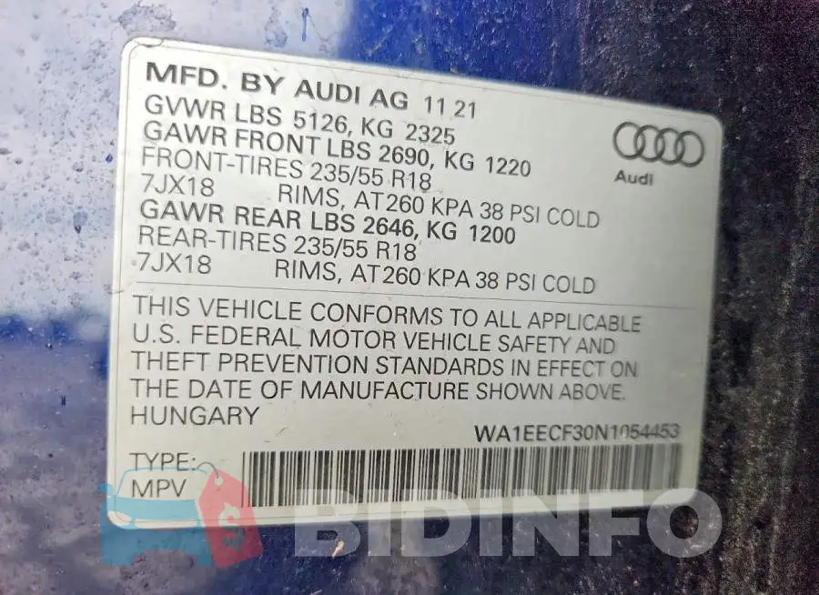 WA1EECF30N1054453 Photo# 14