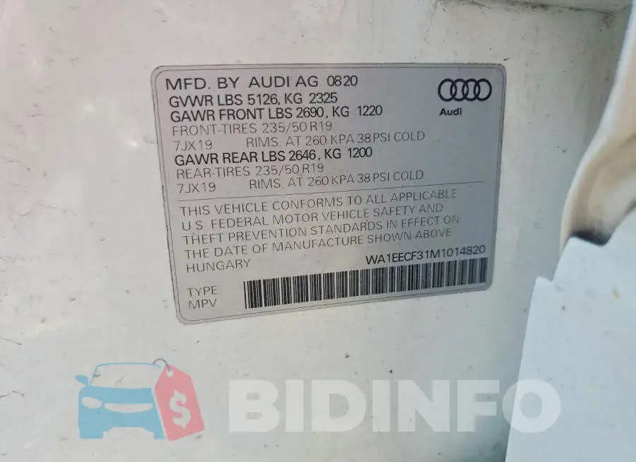 WA1EECF31M1014820 Photo# 14
