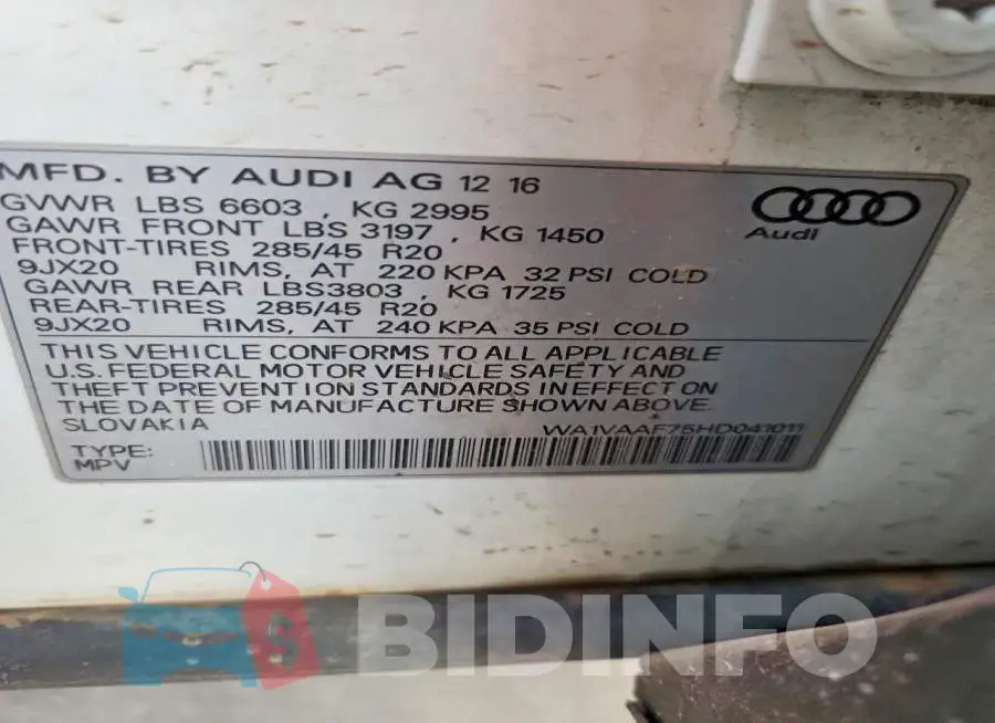 WA1VAAF75HD041011 Photo# 13