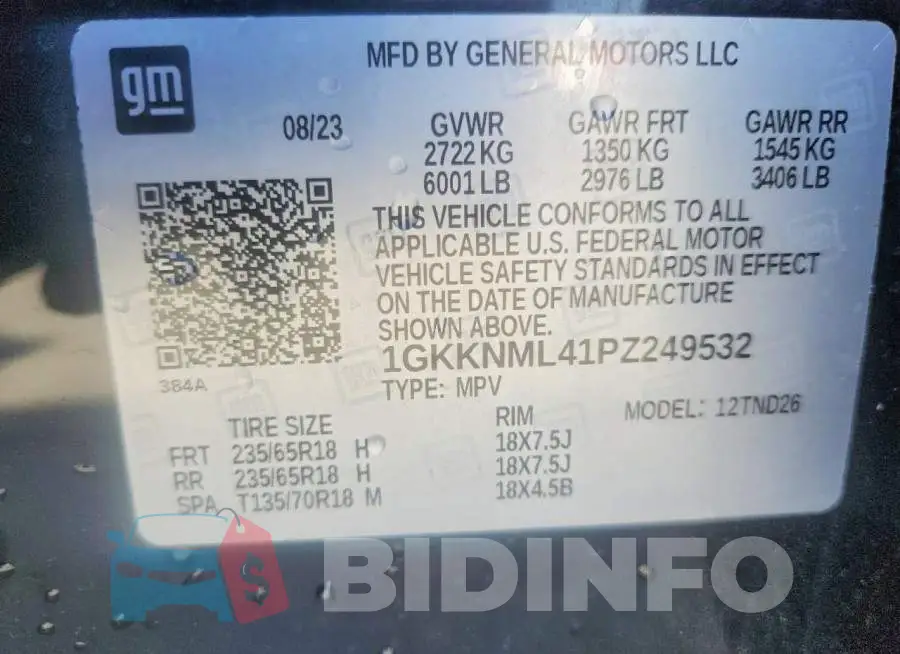 1GKKNML41PZ249532 Photo# 13