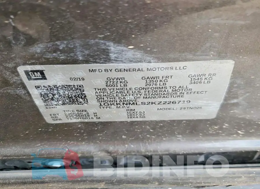 1GKKNMLS2KZ226719 Photo# 13