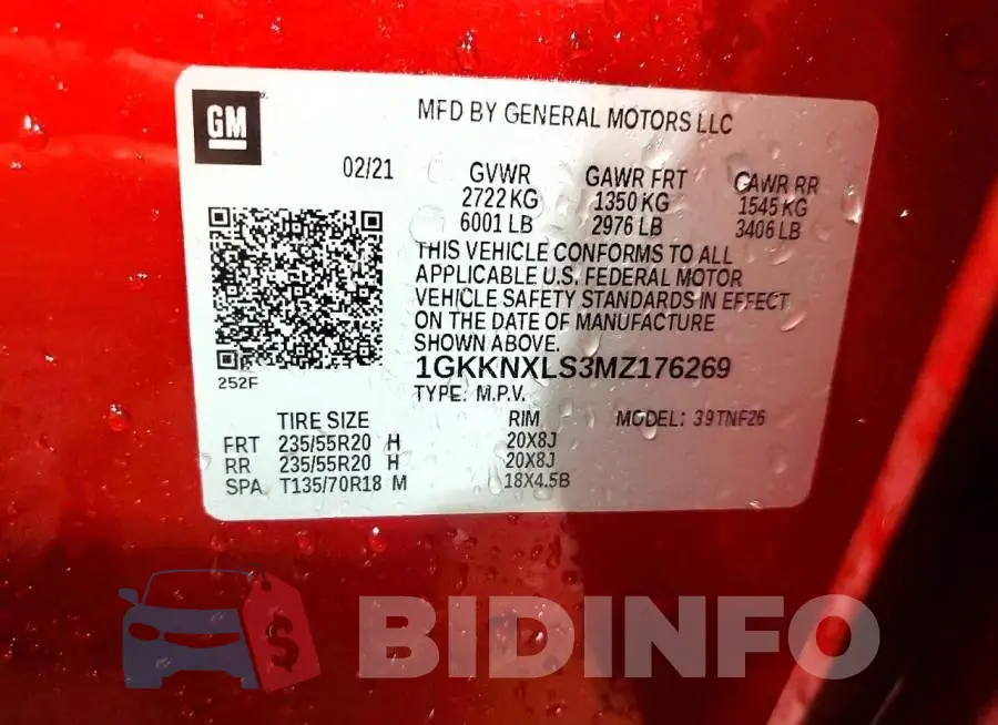1GKKNXLS3MZ176269 Photo# 13