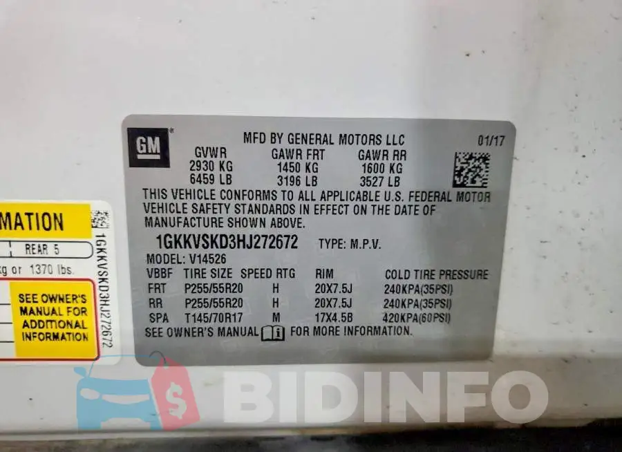 1GKKVSKD3HJ272672 Photo# 12
