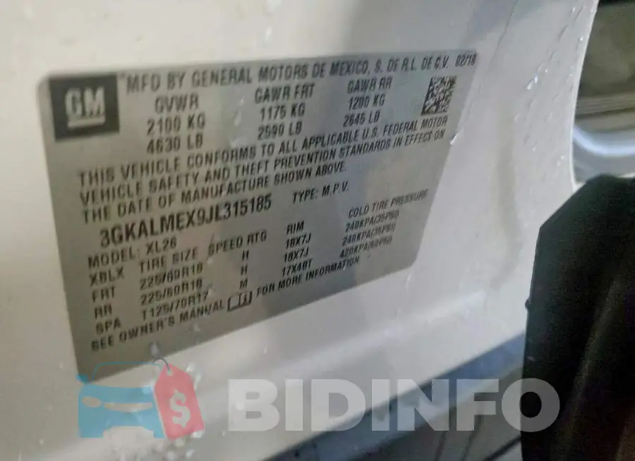 3GKALMEX9JL315185 Photo# 14