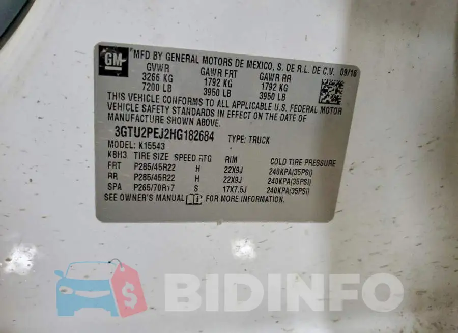 3GTU2PEJ2HG182684 Photo# 13