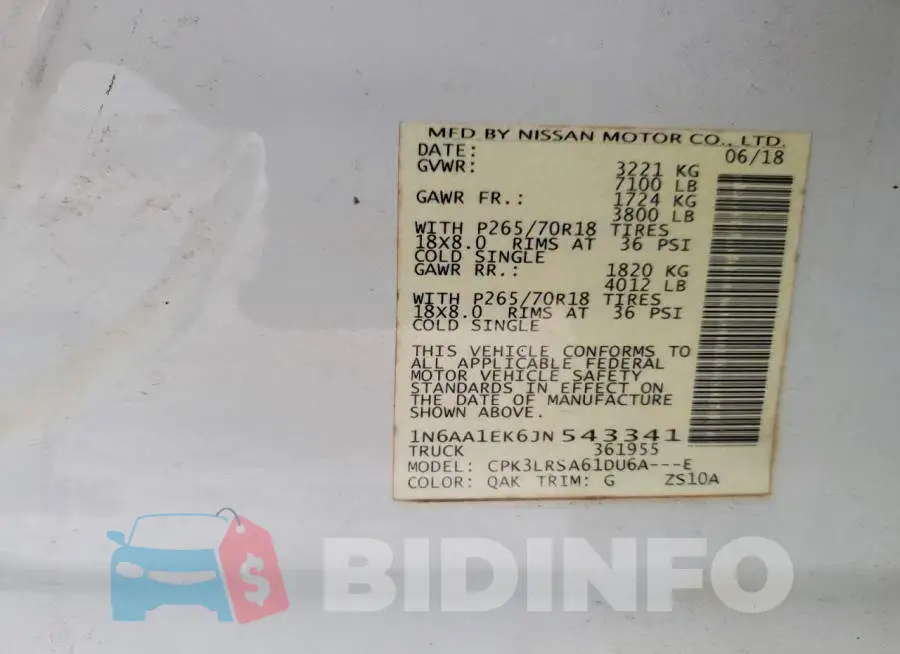 1N6AA1EK6JN543341 Photo# 12