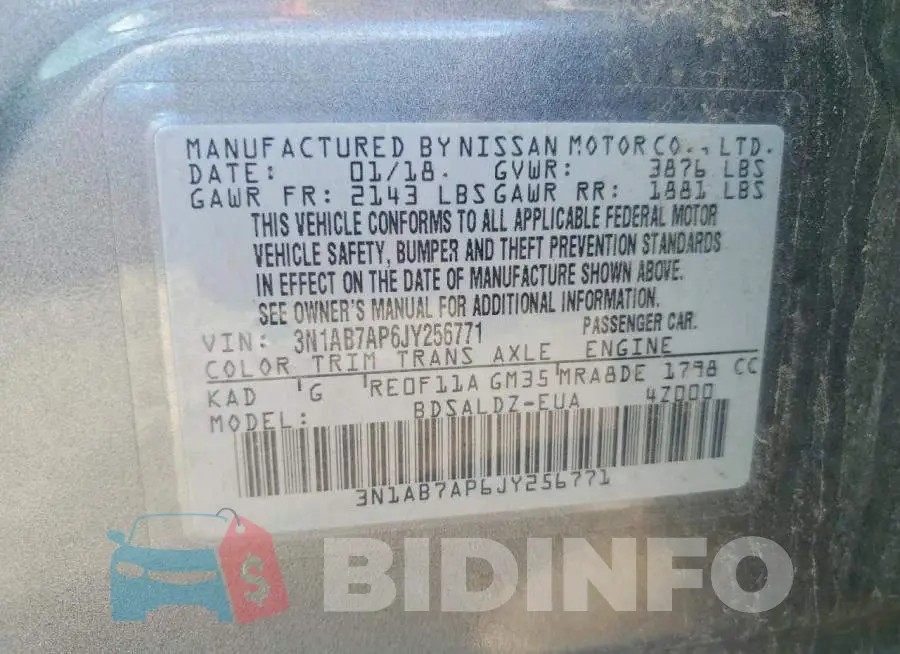 3N1AB7AP6JY256771 Photo# 12
