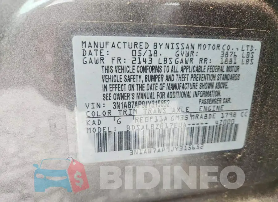 3N1AB7AP9JY315652 Photo# 13