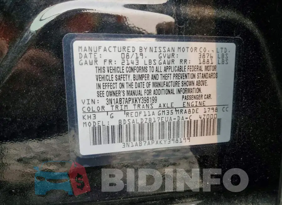 3N1AB7APXKY398199 Photo# 12
