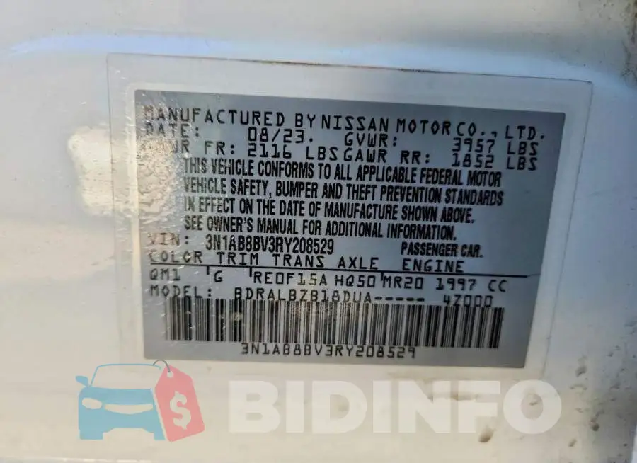3N1AB8BV3RY208529 Photo# 12