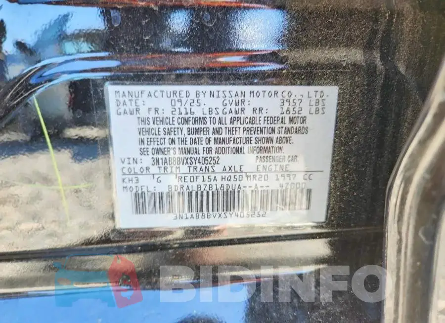 3N1AB8BVXSY405252 Photo# 12
