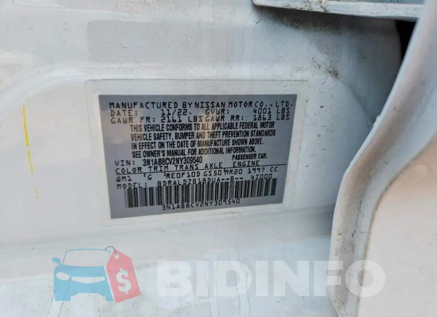 3N1AB8CV2NY309540 Photo# 12