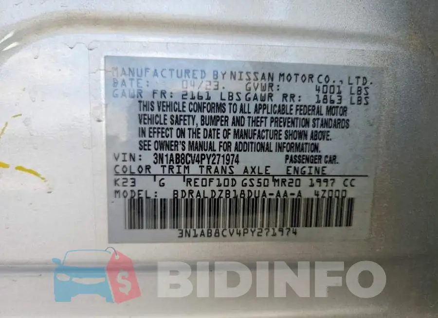 3N1AB8CV4PY271974 Photo# 12
