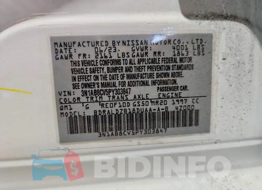 3N1AB8CV5PY303847 Photo# 12