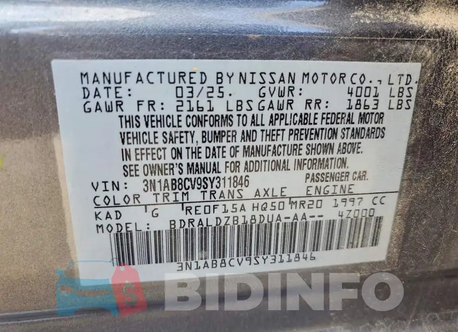 3N1AB8CV9SY311846 Photo# 12