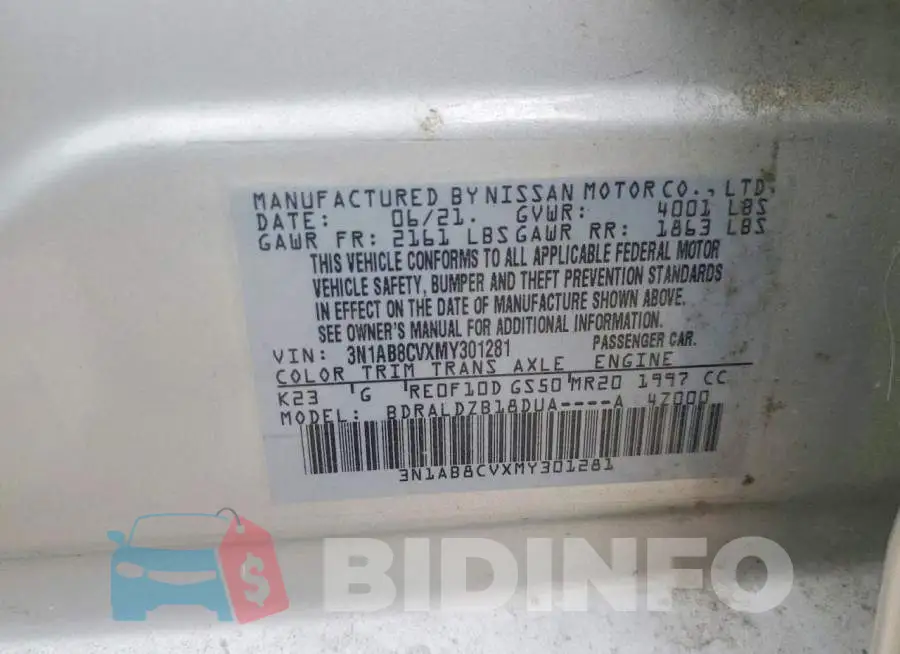 3N1AB8CVXMY301281 Photo# 12