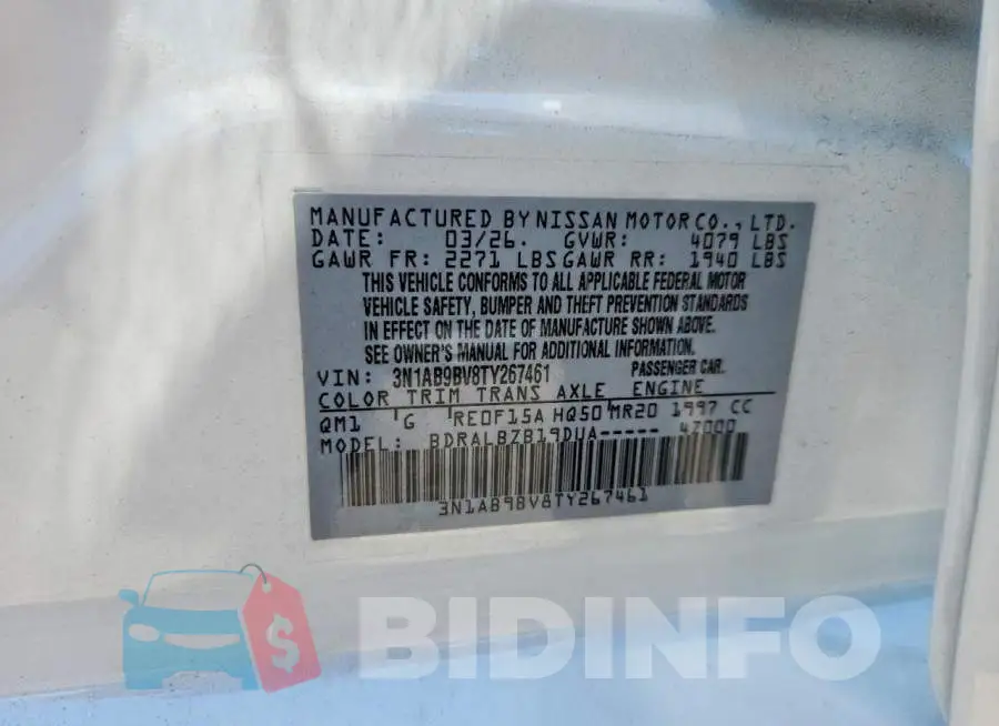 3N1AB9BV8TY267461 Photo# 13