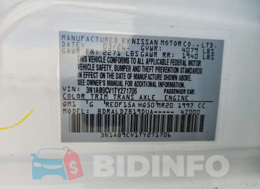 3N1AB9CV1TY271706 Photo# 13