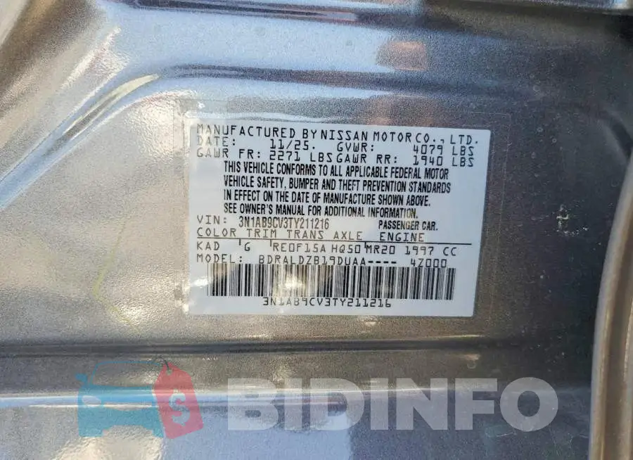 3N1AB9CV3TY211216 Photo# 12