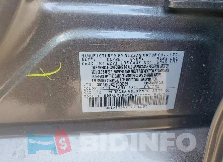 3N1AB9DVXTY306029 Photo# 12