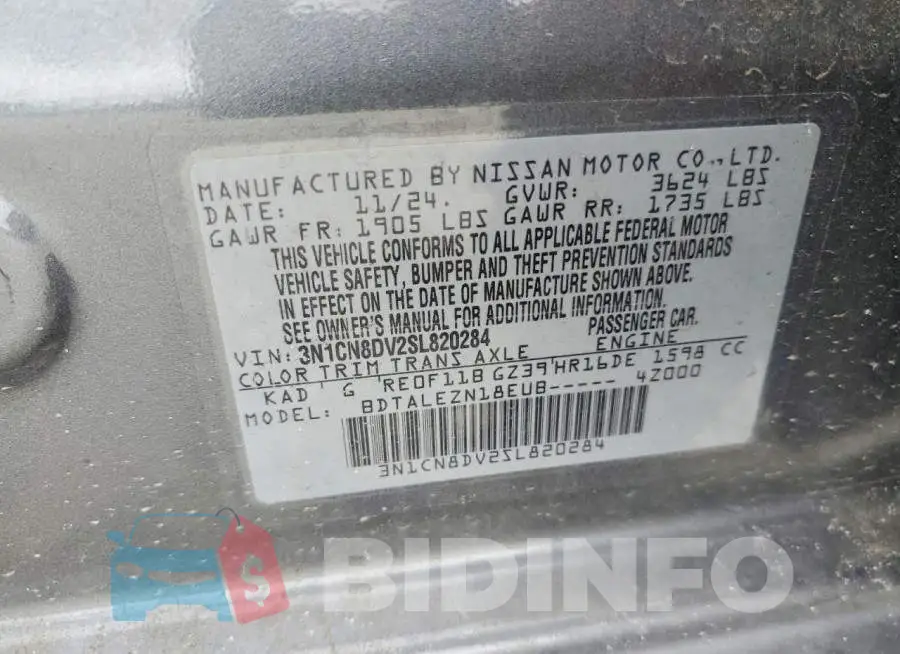 3N1CN8DV2SL820284 Photo# 12