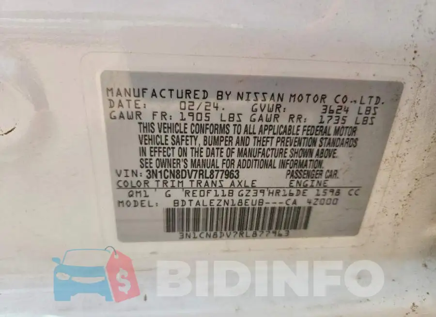 3N1CN8DV7RL877963 Photo# 12