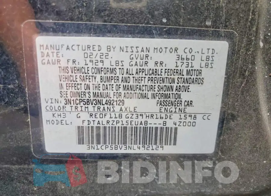 3N1CP5BV3NL492129 Photo# 12