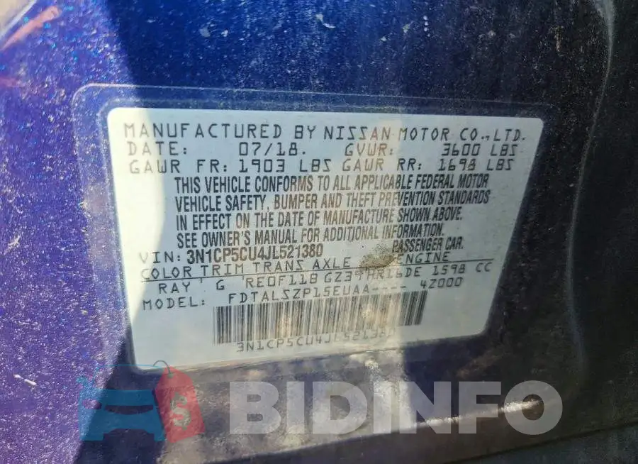 3N1CP5CU4JL521380 Photo# 13