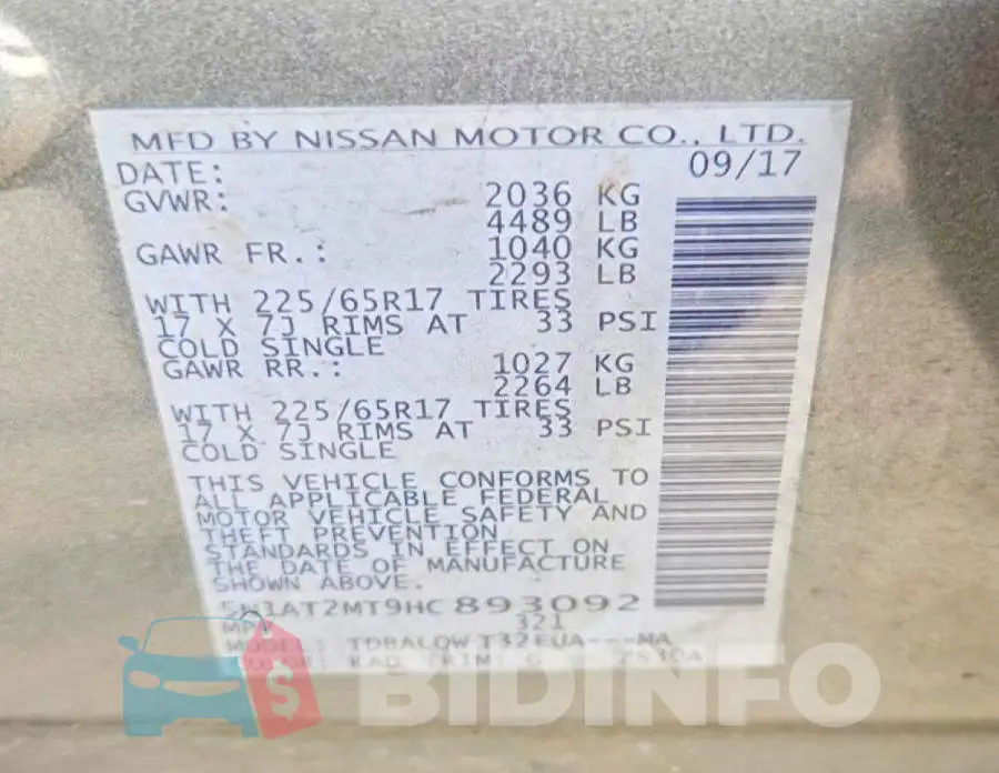 5N1AT2MT9HC893092 Photo# 13