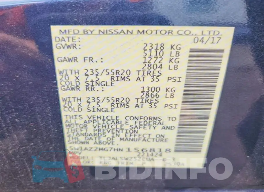 5N1AZ2MG7HN156818 Photo# 13