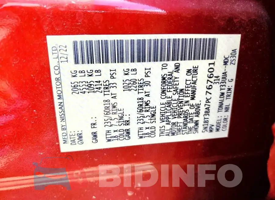 5N1BT3BA7PC767601 Photo# 13