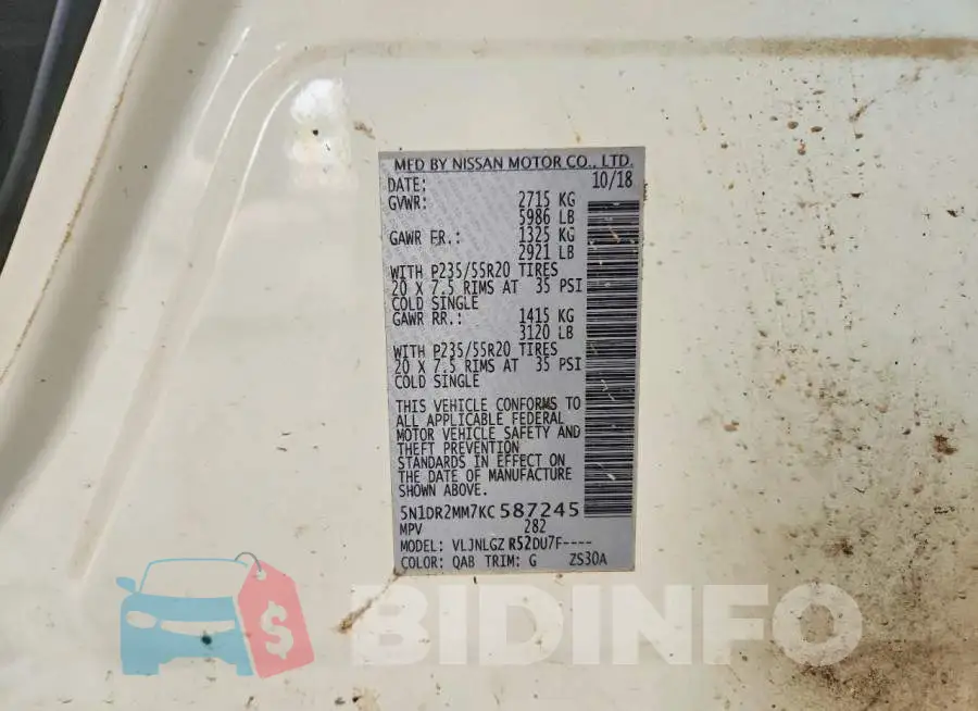 5N1DR2MM7KC587245 Photo# 13