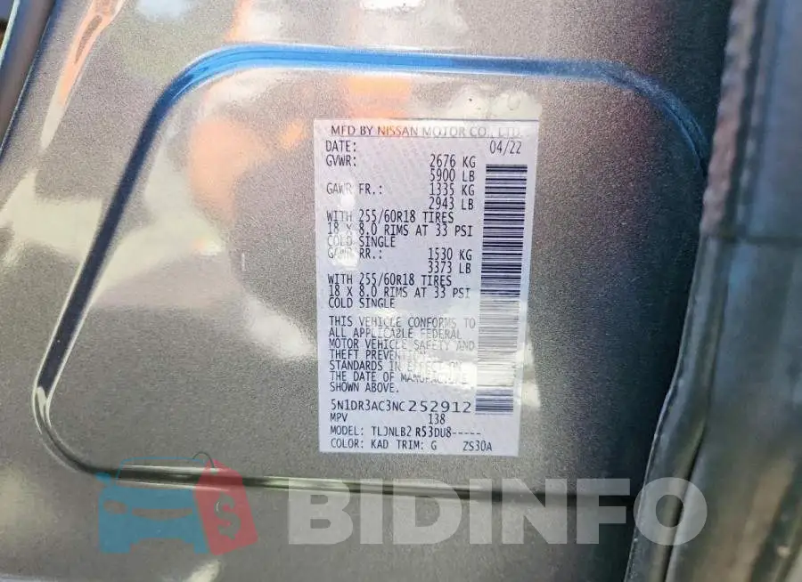 5N1DR3AC3NC252912 Photo# 13