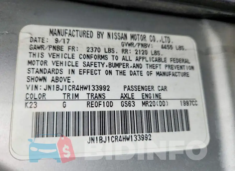 JN1BJ1CR4HW133992 Photo# 13