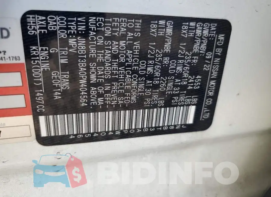 JN8BT3BA0PW404564 Photo# 13