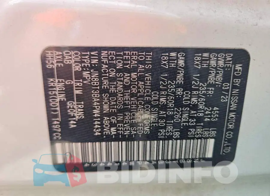 JN8BT3BA4PW414434 Photo# 14