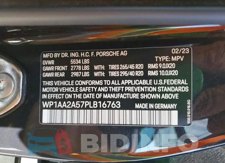 WP1AA2A57PLB16763 Photo# 14