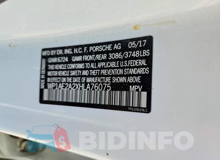 WP1AE2A2XHLA76075 Photo# 13