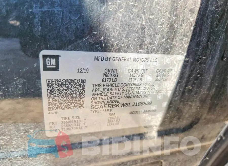 5GAERBKW8LJ186539 Photo# 13