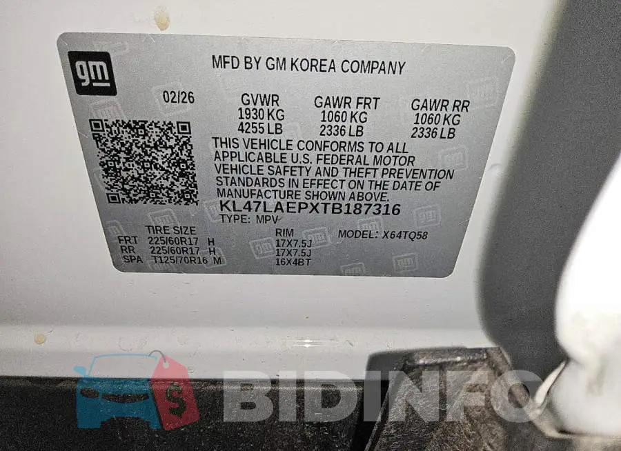 KL47LAEPXTB187316 Photo# 14