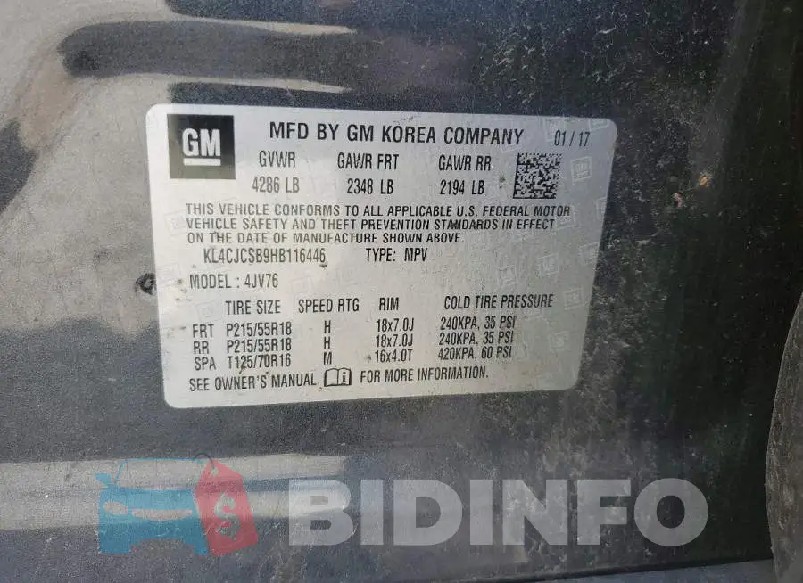 KL4CJCSB9HB116446 Photo# 13