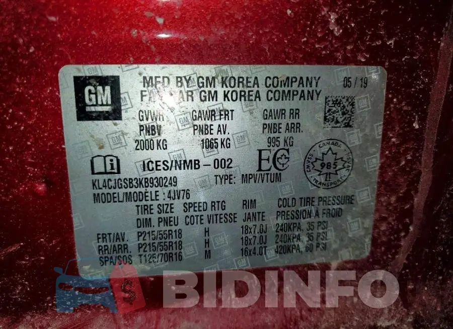 KL4CJGSB3KB930249 Photo# 14
