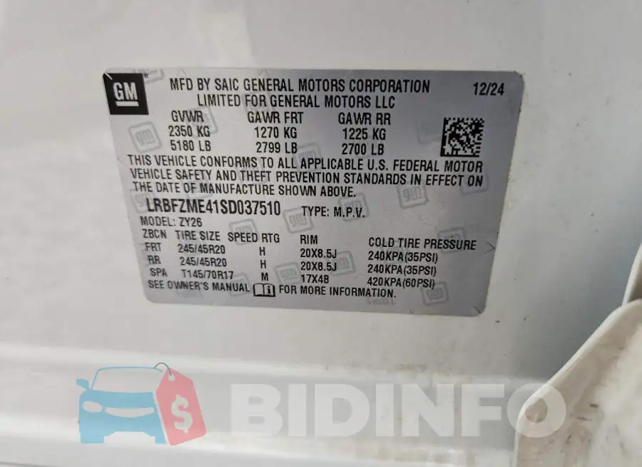 LRBFZME41SD037510 Photo# 13