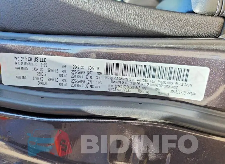 1C4RDJDG9KC664842 Photo# 13