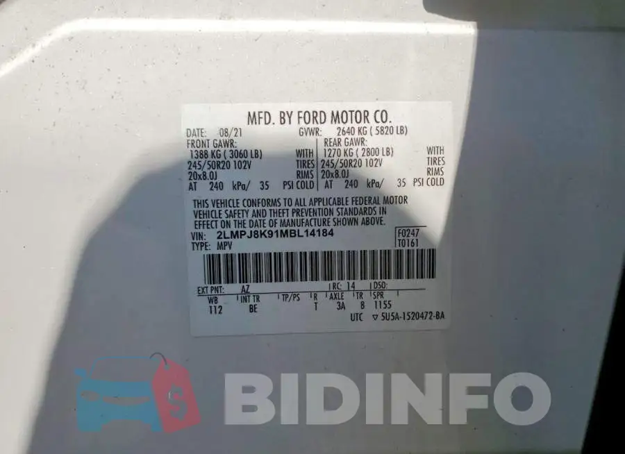 2LMPJ8K91MBL14184 Photo# 13