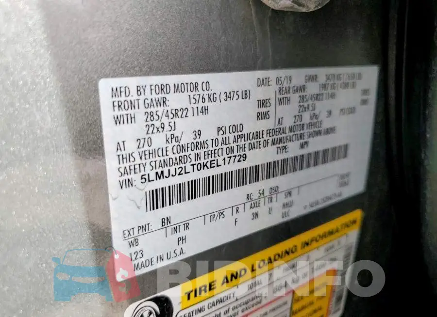 5LMJJ2LT0KEL17729 Photo# 14