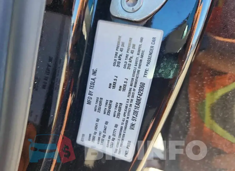5YJ3E1EA0KF429360 Photo# 12