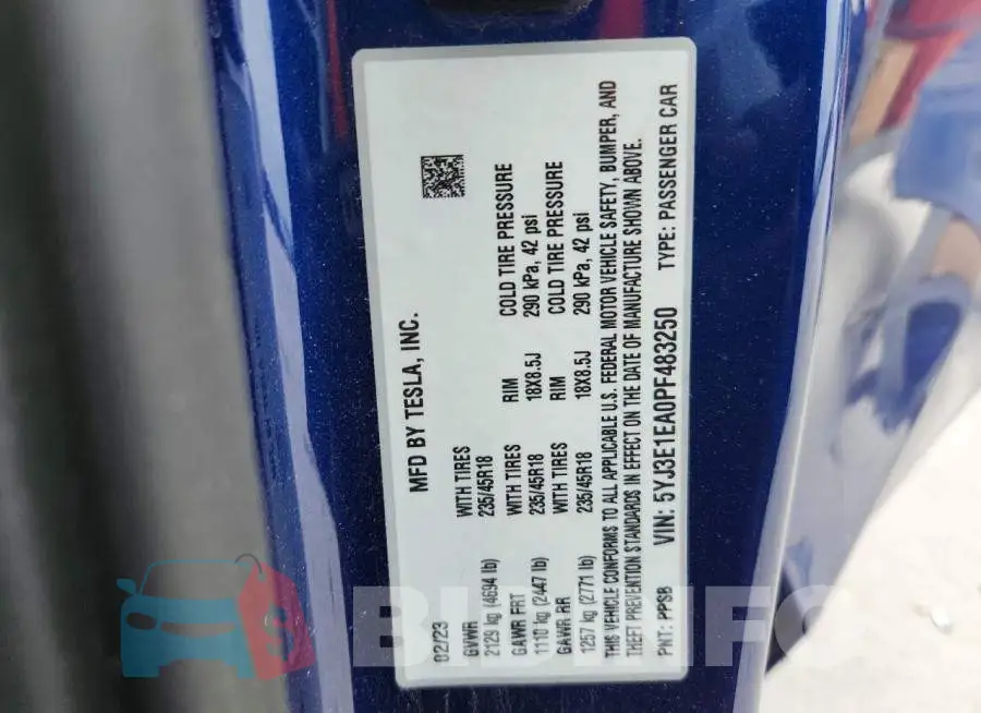 5YJ3E1EA0PF483250 Photo# 12